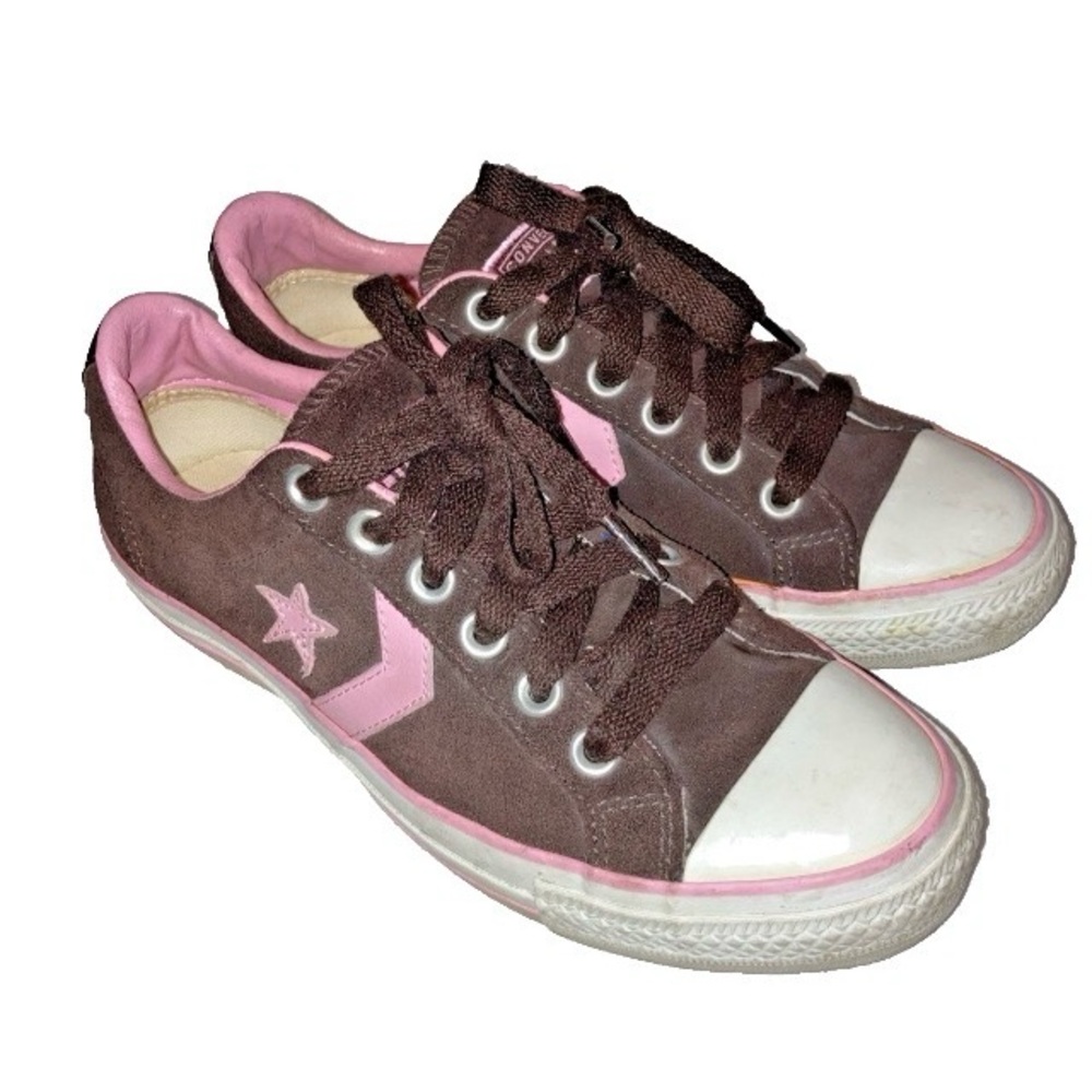 Converse All Star Brown suede leather / pink Women' 8.5 Mens 6.5 Low top shoes